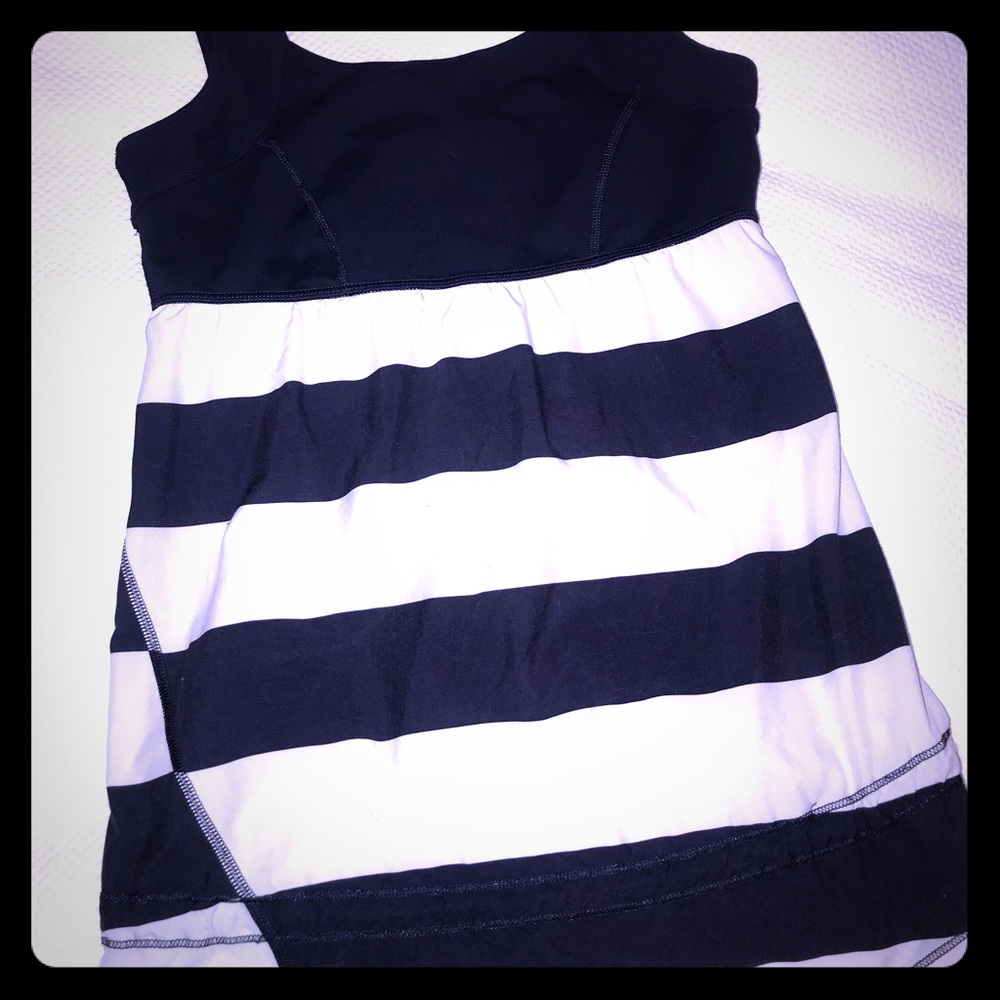 White and Navy lululemon workout top